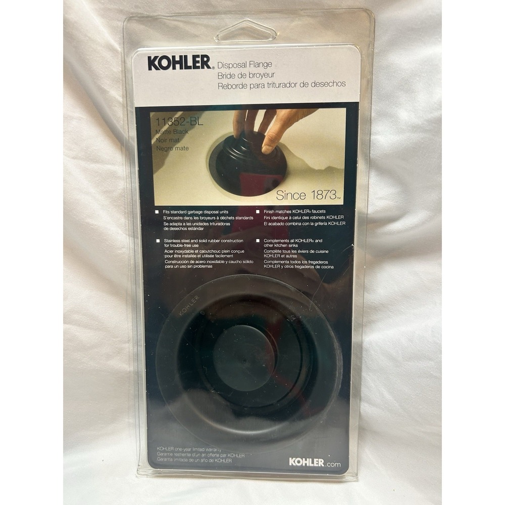 11352-BL Solid Durable Disposal Flange and Stopper Matte Black